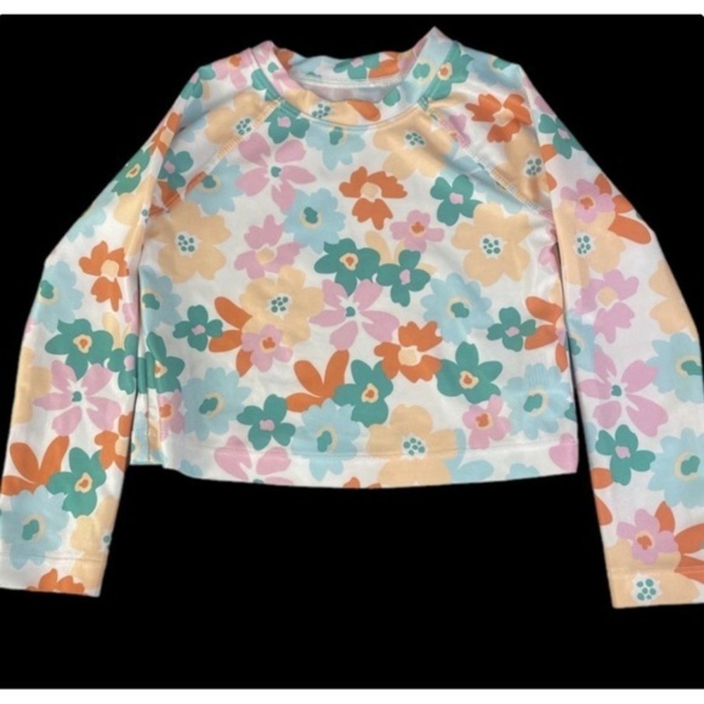 Wonder Nation Rash Guard Kids 3T Multicolor Floral Long‎ Sleeve Swim Top